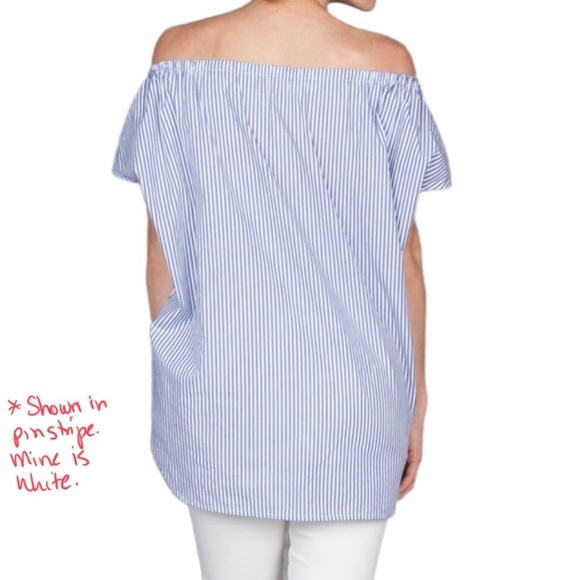 ORGANIC BY JOHN PATRICK BRIGHT WHITE COTTON POPLIN OFF THE SHOULDER TUNIC - Picture 4 of 16